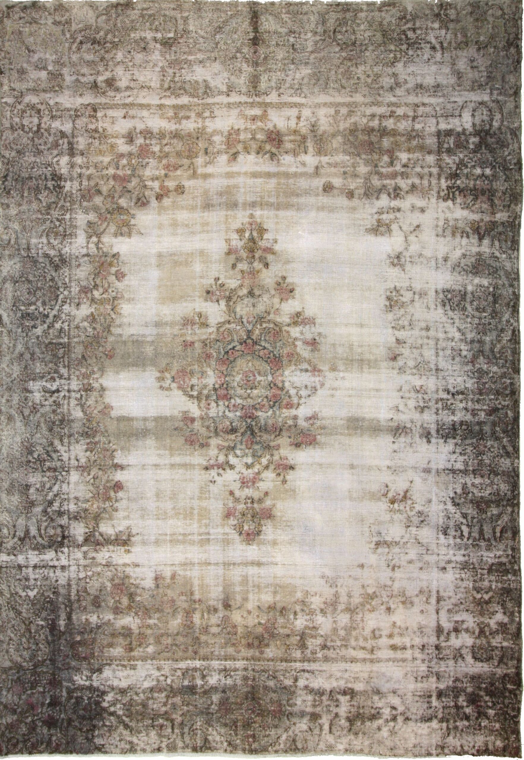 Transitional  Rectangle WOOL Tabriz Hand Made Gray Rug