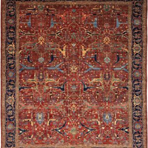 Transitional  Rectangle WOOL  Hand Made Rust Rug