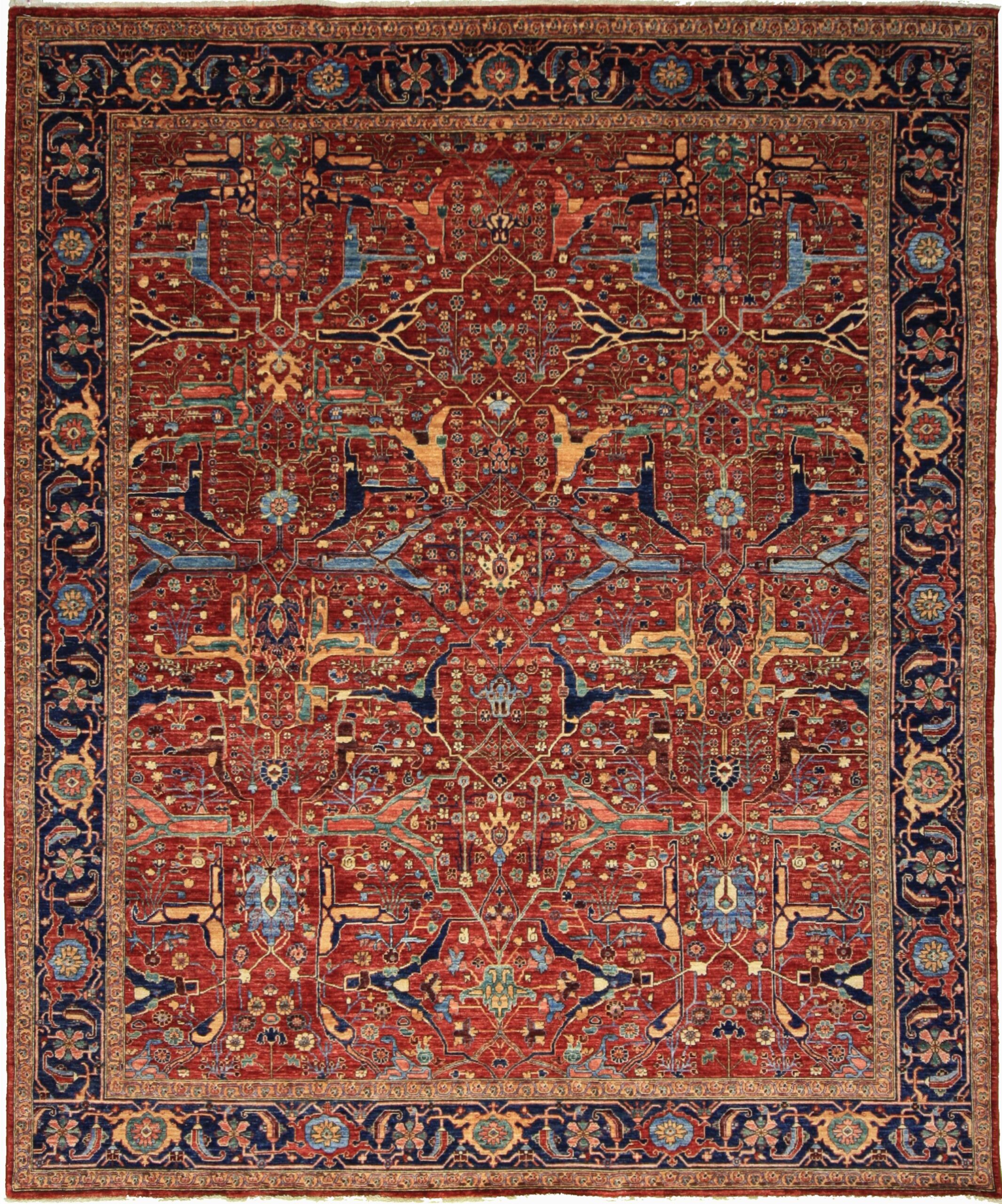 Transitional  Rectangle WOOL  Hand Made Rust Rug