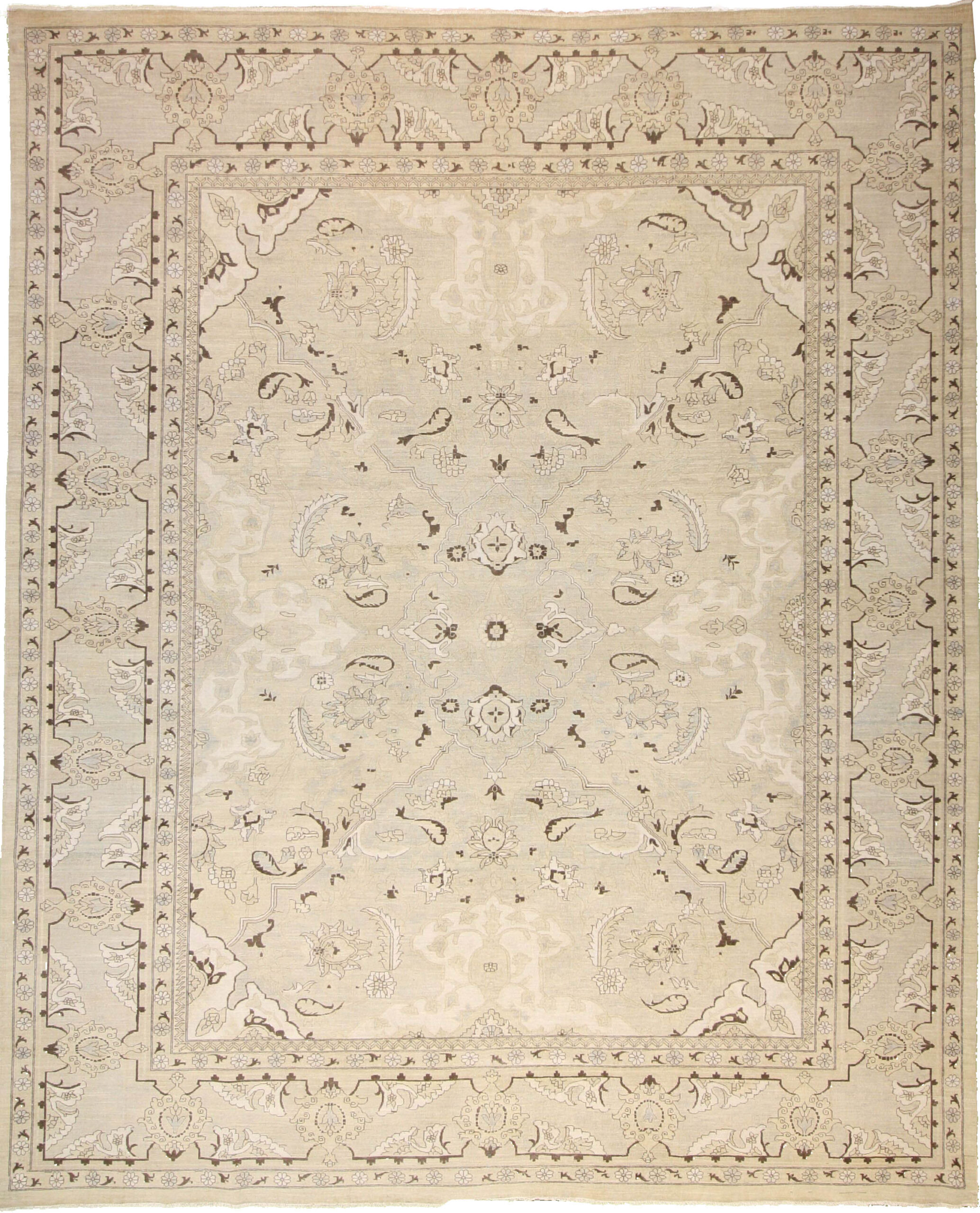 Transitional  Rectangle WOOL Pakistani Hand Made Silver Rug