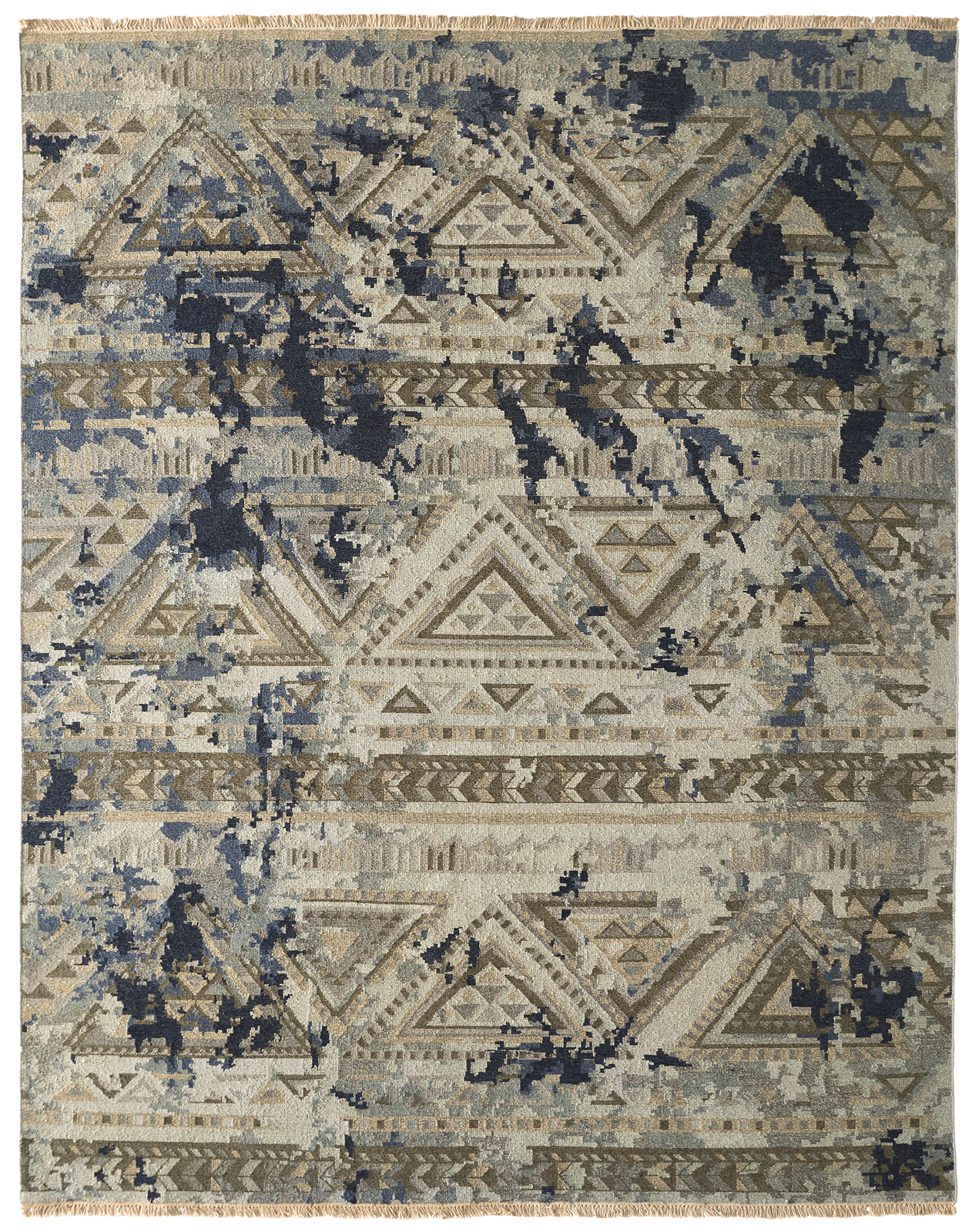 Indian Transitional Rectangle WOOL Hand Made Beige Theme Rug