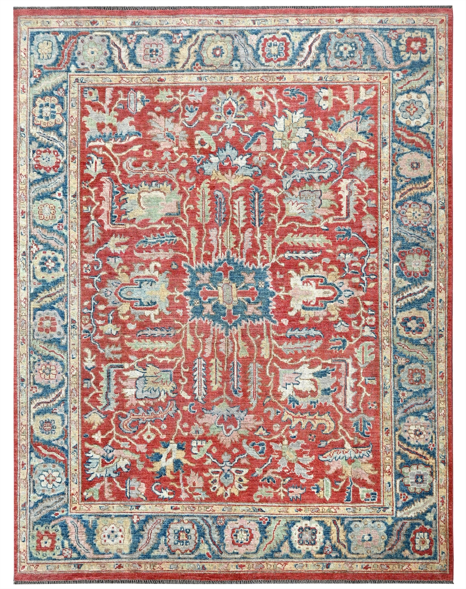 Traditional  Rectangle WOOL Indian Hand Made Red Rug