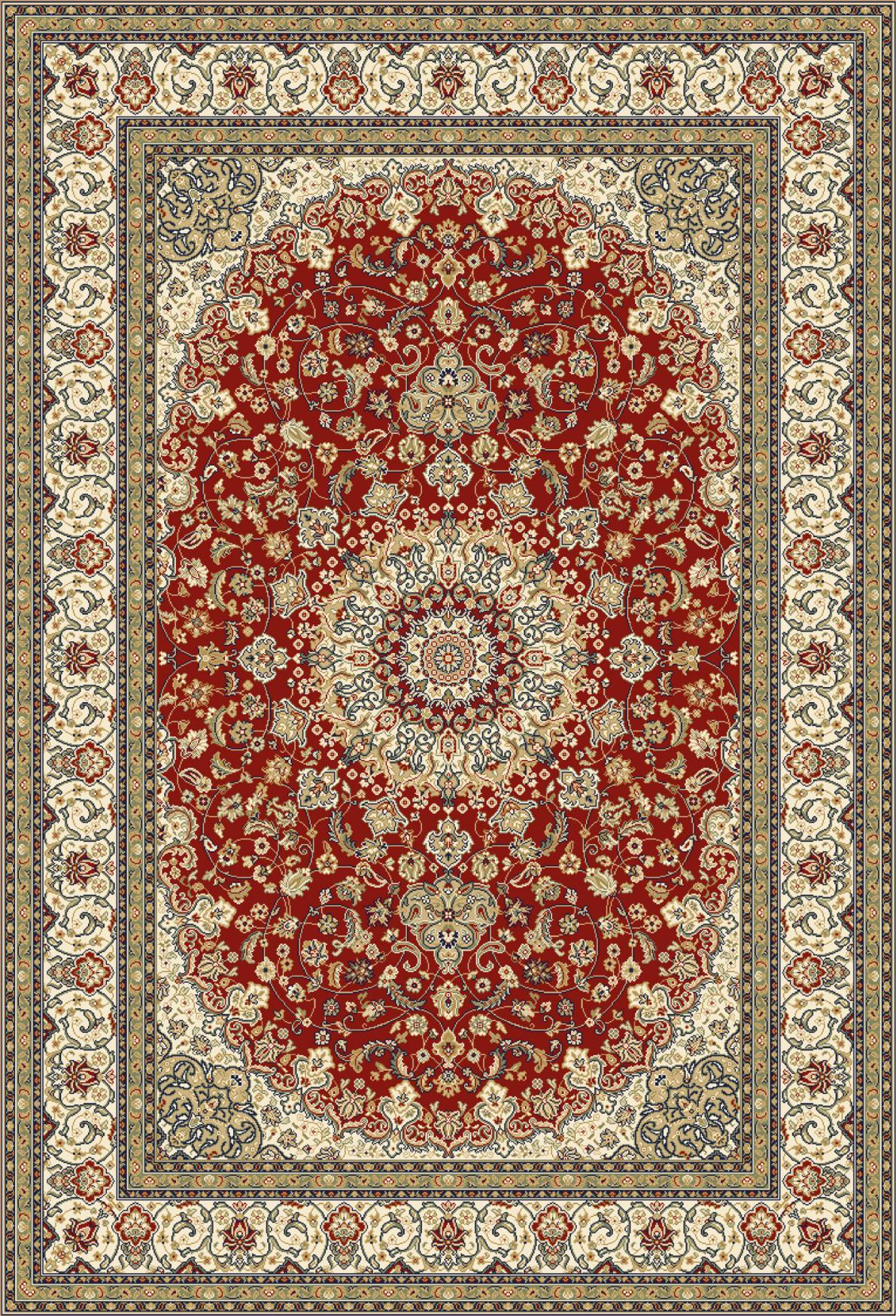 Traditional Rectangle Traditional Machine Made Red/Ivory Rug