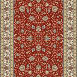 Traditional Rectangle  Machine Made Red/Ivory Rug