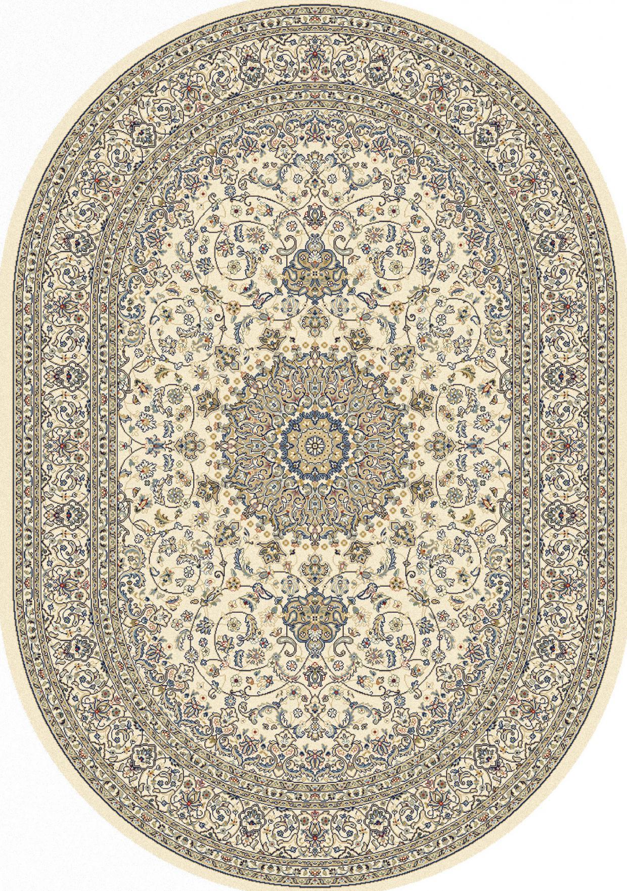 Traditional Oval Traditional Machine Made Ivory Rug