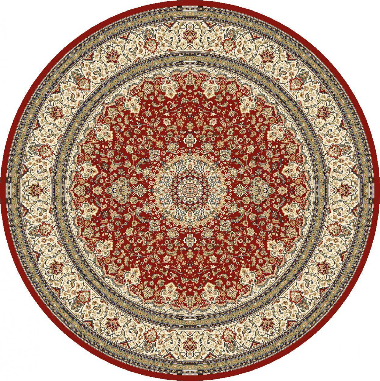 Traditional Round Traditional Machine Made Red/Ivory Rug 57119