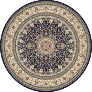 Traditional Round Traditional Machine Made Blue Rug