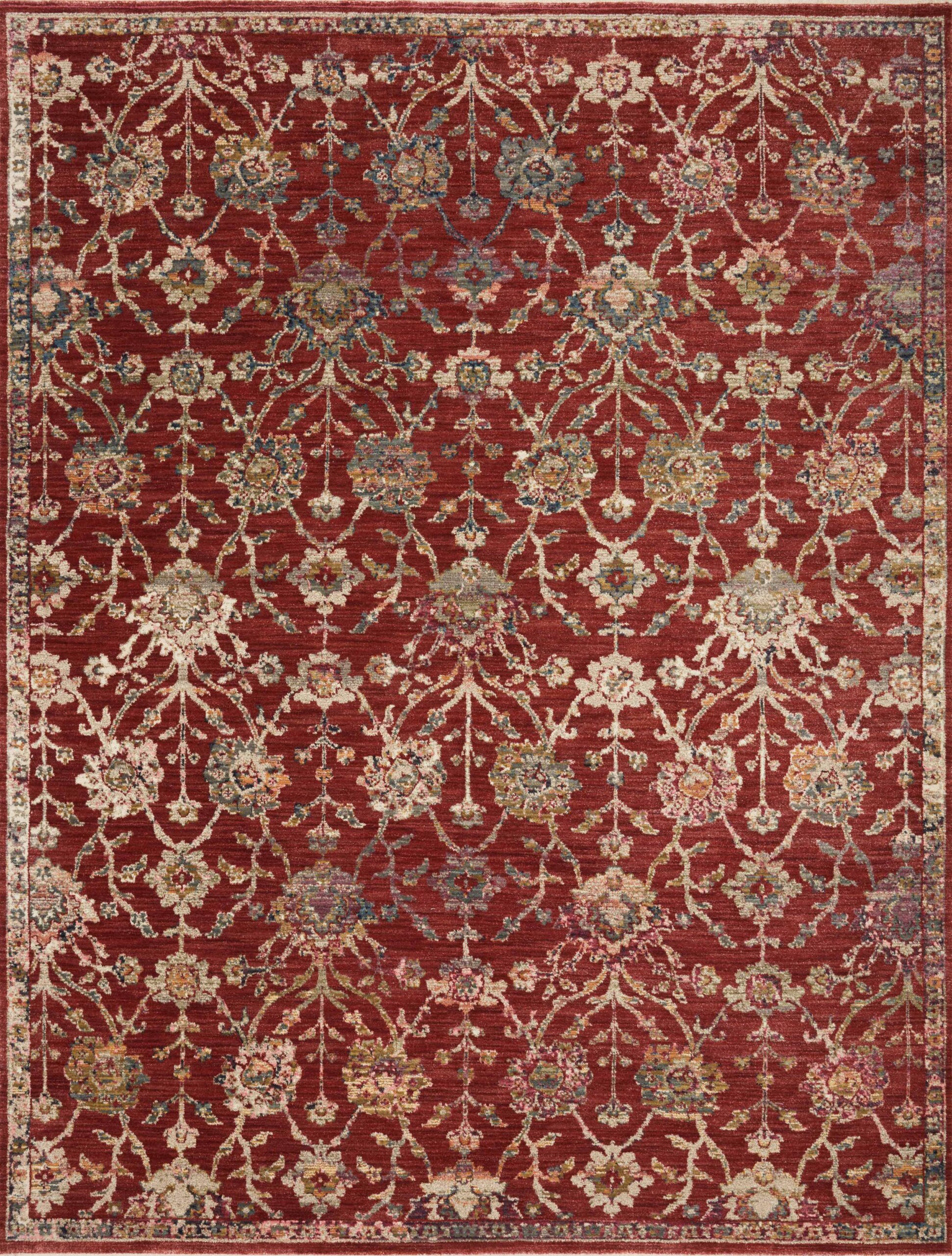 Transitional  Rectangle POLYPROPILENE Transitional Machine Made Red Rug