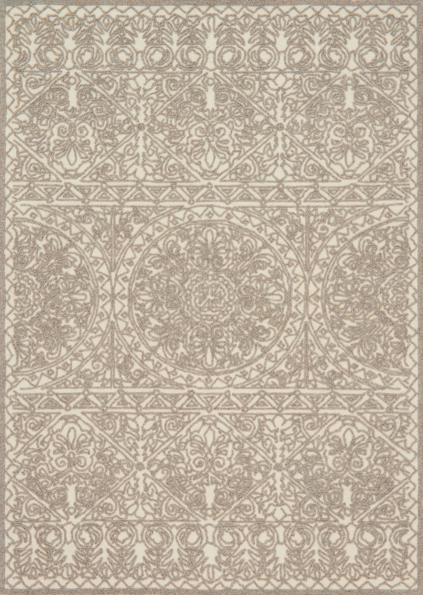 Transitional WOOL Indian Hand Made Beige Rectangle Rug
