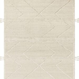 Southwestern  Rectangle WOOL Indian Hand Made Ivory Rug