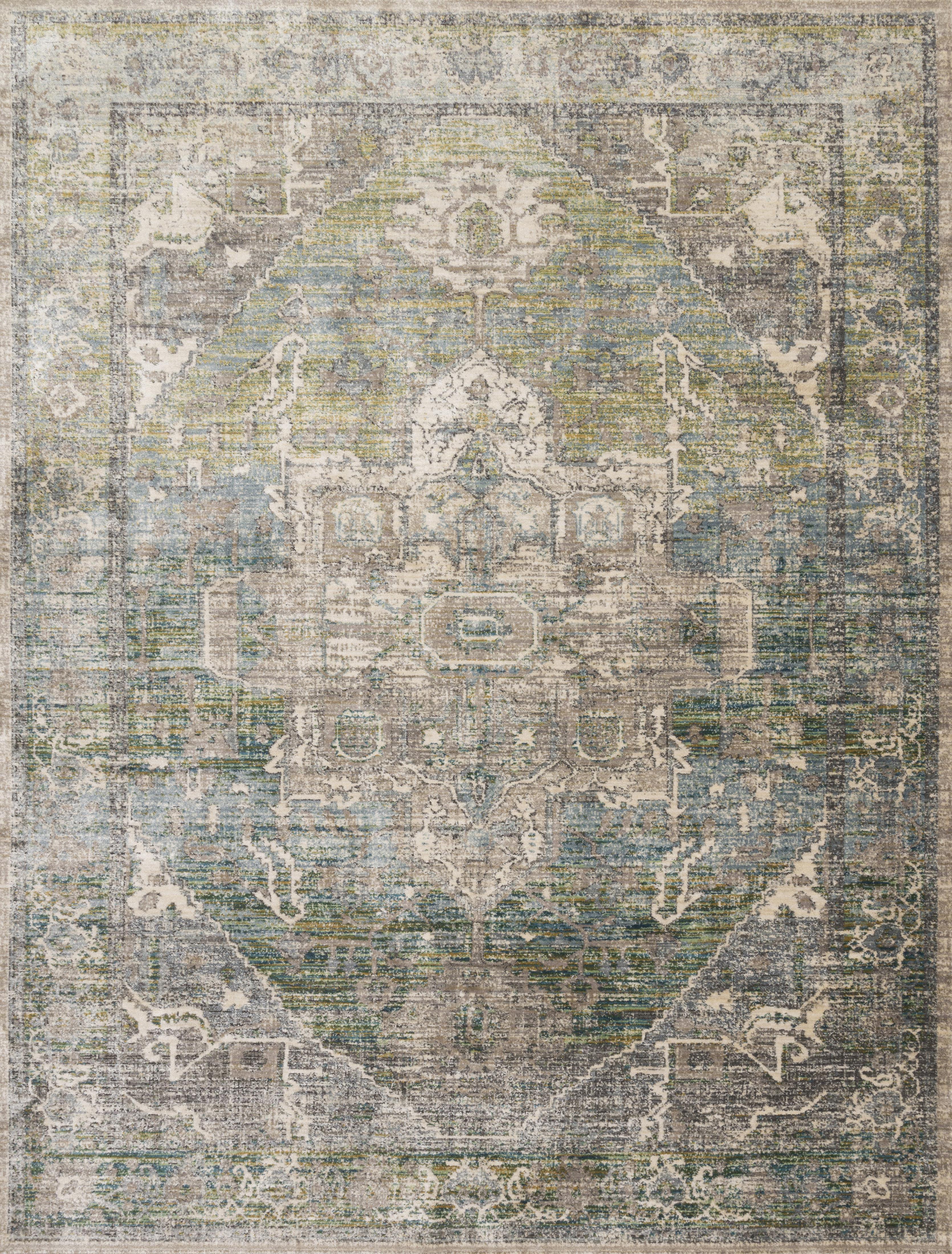Synthetic Rectangle Transitional Machine Made Grey Rug