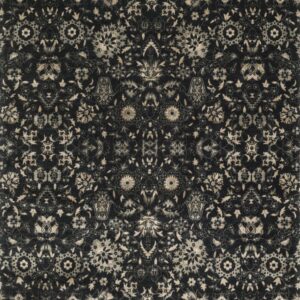 Transitional  Rectangle WOOL Agra Hand Made Black Rug