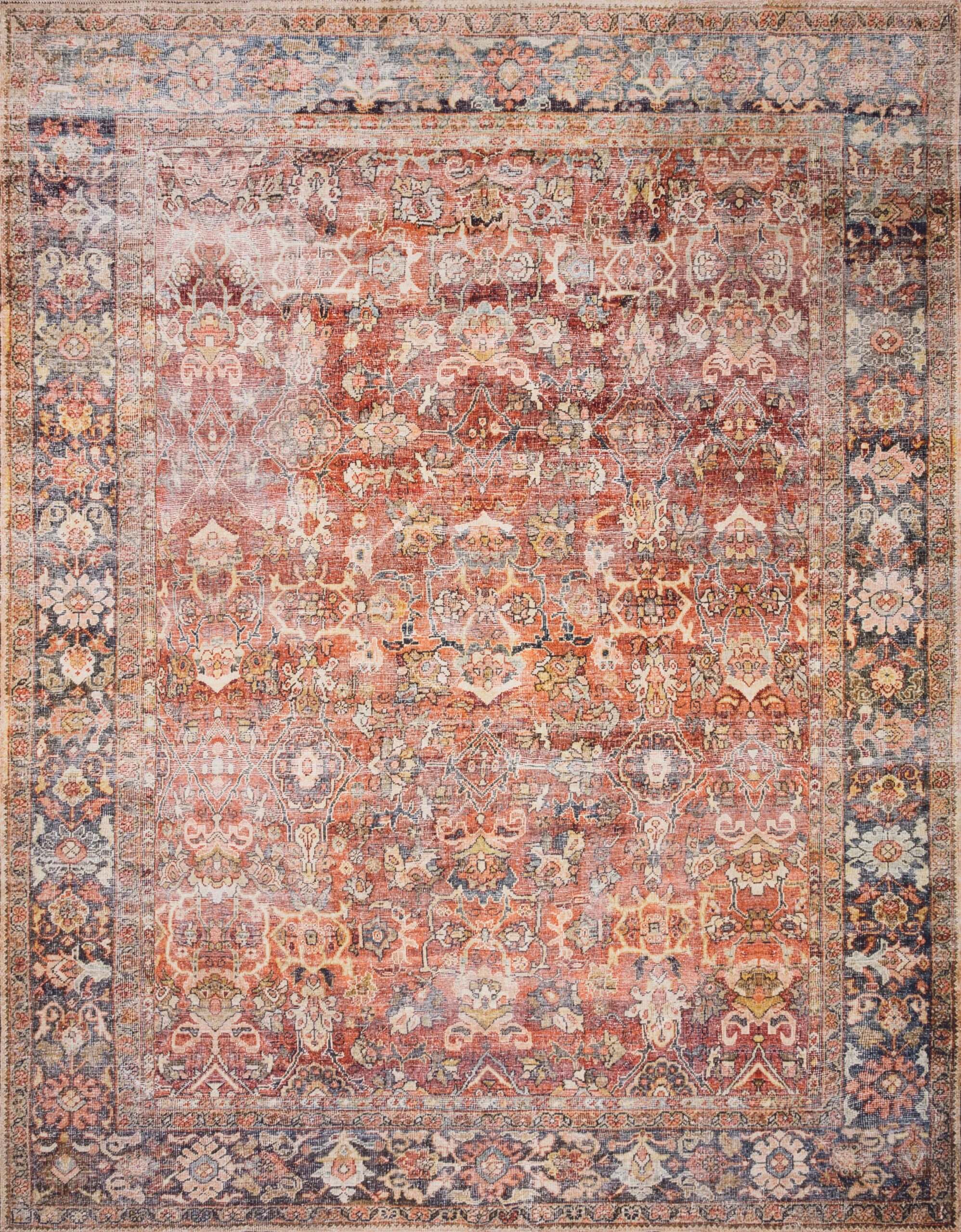 Transitional  Rectangle Synthetic Transitional Machine Made Orange Rug