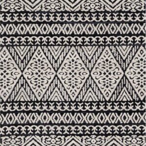 Transitional  Rectangle Synthetic Transitional Machine Made Black Rug