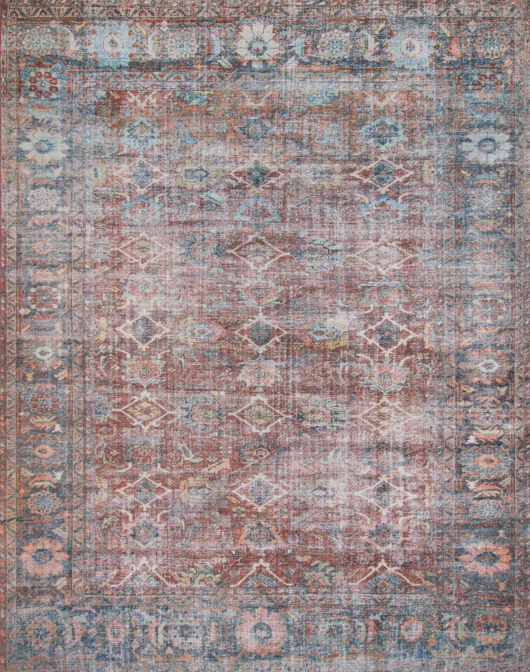 Transitional Rectangle Transitional Machine Made Red Rug