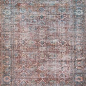 Transitional  Rectangle Cotton Transitional Machine Made Red Rug