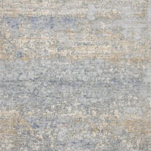 Contemporary  Rectangle Synthetic Modern Machine Made Blue / Gold Rug