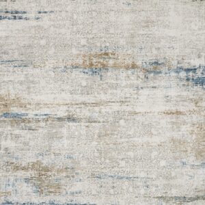 Contemporary  Rectangle ART. SILK Modern Machine Made Ivory / Azure Rug