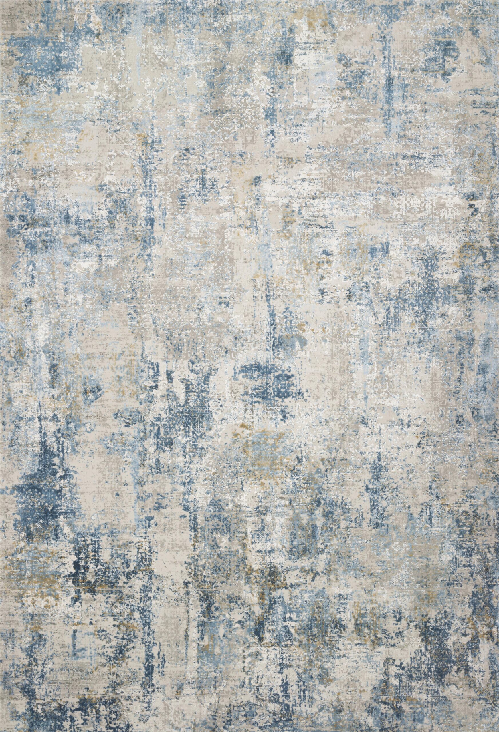 Contemporary  Rectangle ART. SILK Modern Machine Made Grey / Blue Rug