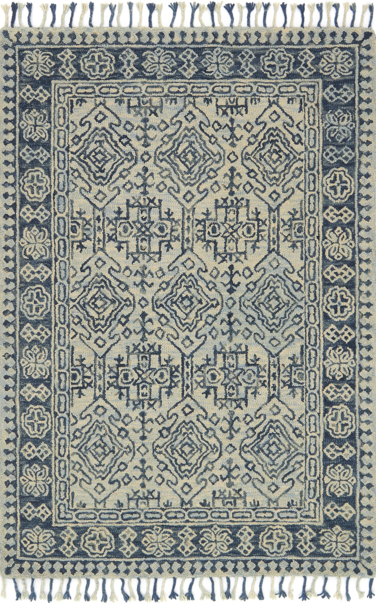 Traditional  Rectangle WOOL Indian Hand Hooked Grey Rug