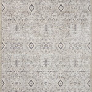 Transitional  Rectangle Synthetic Modern Machine Made Silver / Sky Rug
