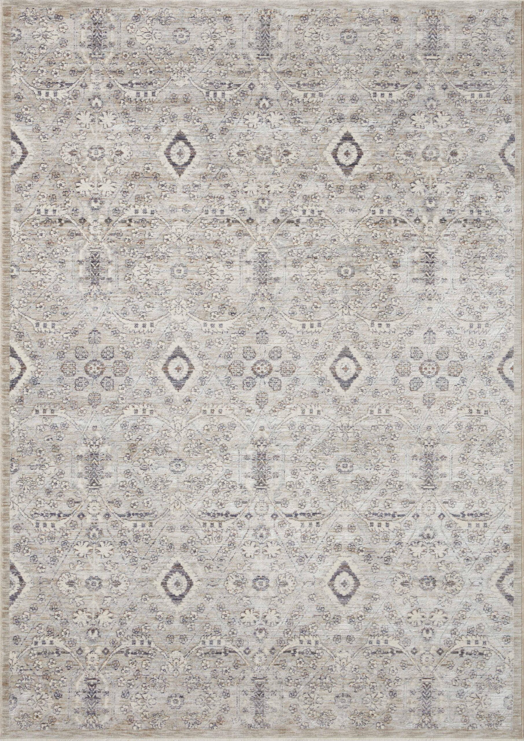 Transitional  Rectangle Synthetic Modern Machine Made Silver / Sky Rug