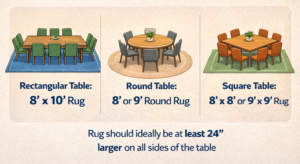 Dining table rug size