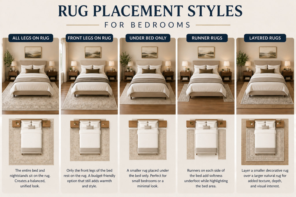 Different Rug Placement Styles for Bedrooms