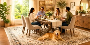 Best Materials for a Washable Dining Room Rug (Expert Guide for Families, Kids & Pets)