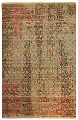 Transitional Hand Knotted Wool & Silk Rug