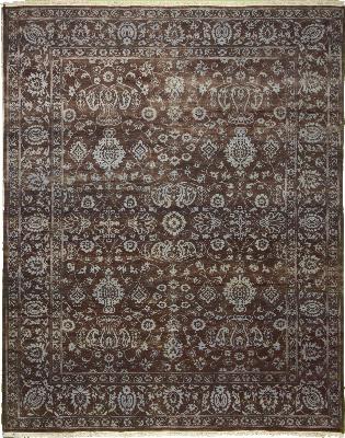 Brown Dk & Brown Dk Traditional Hand Knotted Wool Rug ? 8 x 10