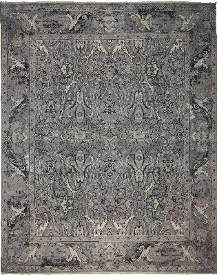 Gray & Blue Dk Transitional Hand Knotted Wool Rug ? 8 x 10