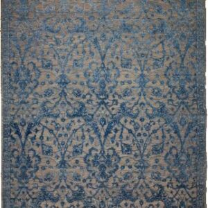 Gray & Blue Dk Transitional Machine Made Wool & Silk Rug ? 8 x 10