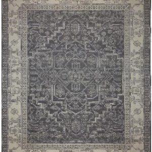 Gray & Ivory Traditional Hand Knotted Wool Rug ? 8 x 10