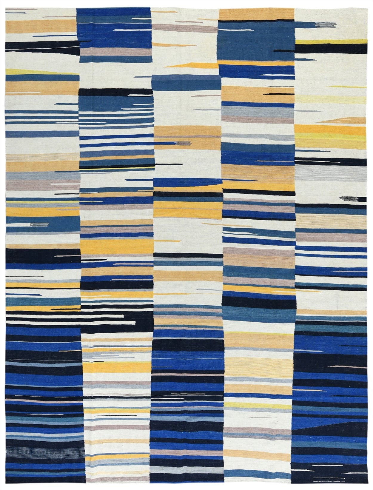 Handmade Afghanistan Kilim Wool Rug in Blue and Ivory ? 9×12