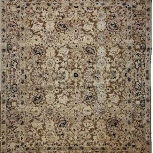 Ivory & Blue Traditional Hand Knotted Wool & Silk Rug ? 8 x 10
