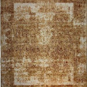 Orange & White Transitional Hand Knotted Wool & Silk Rug ? 8 x 10