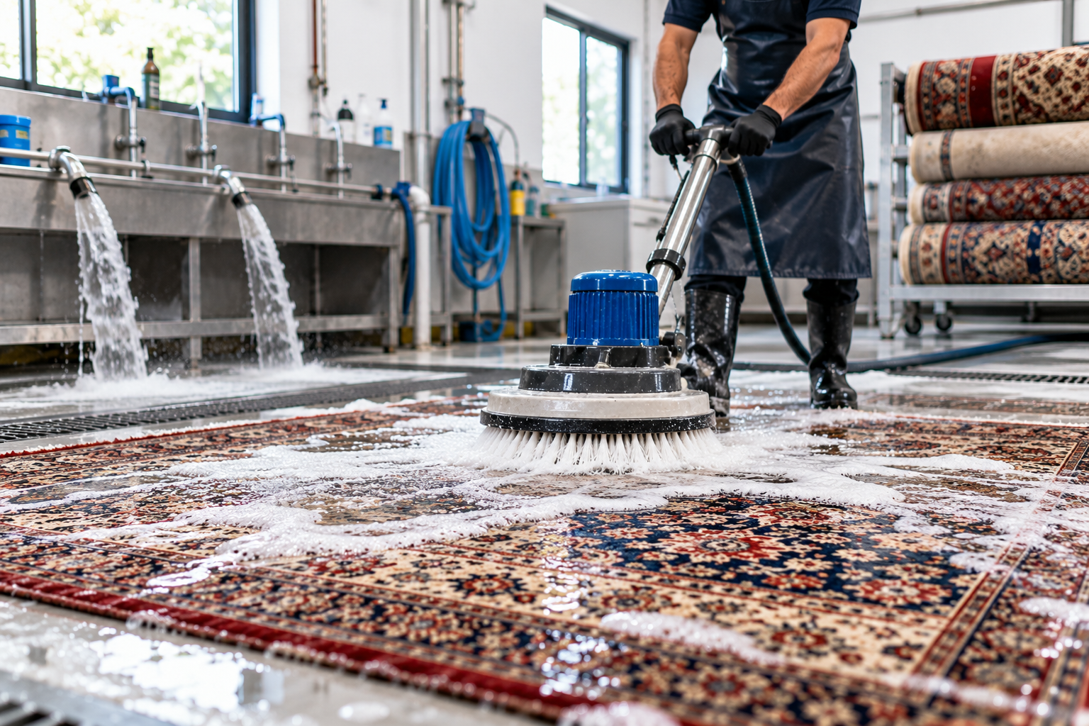 The Rug Goes Through the Cleaning Process