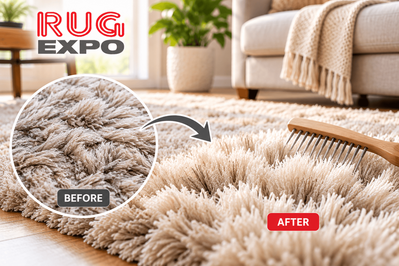 Fluffing Your Shag Rug_ Before & After